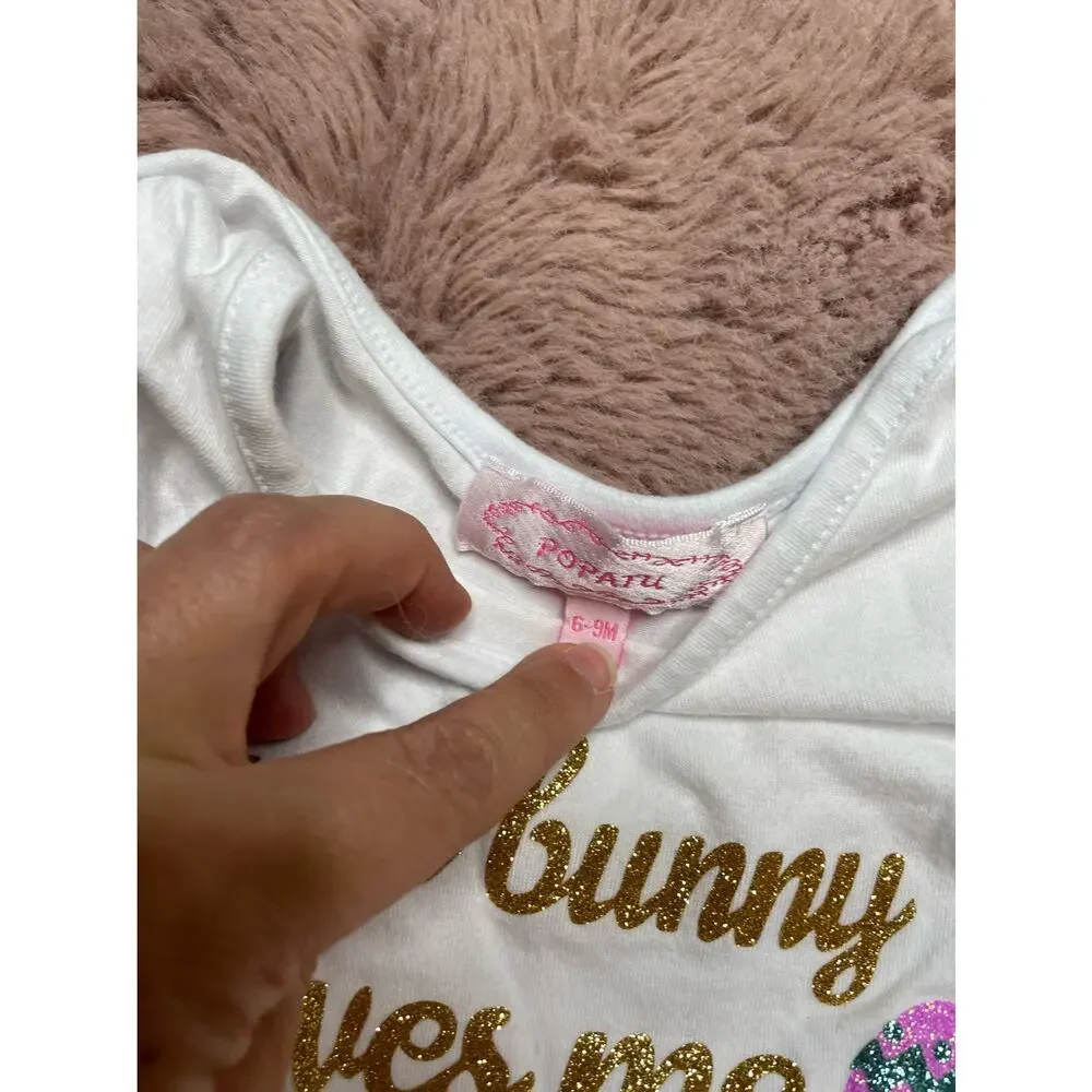 Some Bunny Loves Me Easter Tutu Onesie and Matching socks size 6-9mo